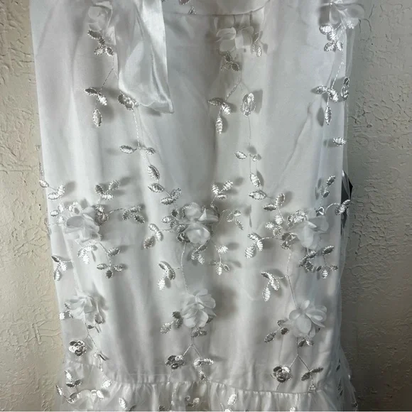 Lulu's Effortlessly Sweet White Tulle 3D Floral Tie-Strap Midi Dress - Picture 6 of 14